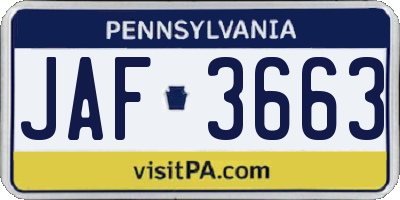 PA license plate JAF3663