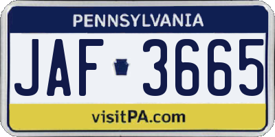 PA license plate JAF3665
