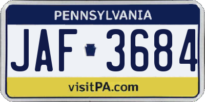 PA license plate JAF3684