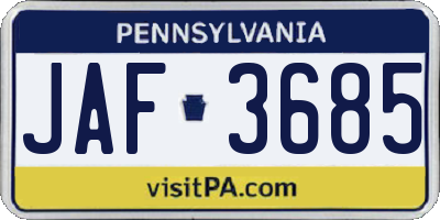 PA license plate JAF3685