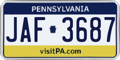 PA license plate JAF3687