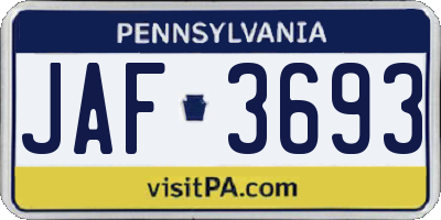 PA license plate JAF3693
