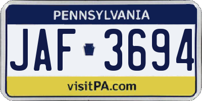 PA license plate JAF3694