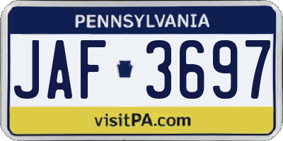 PA license plate JAF3697