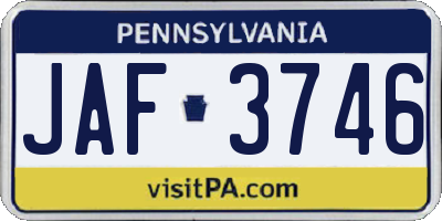 PA license plate JAF3746