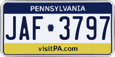 PA license plate JAF3797