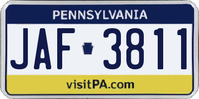 PA license plate JAF3811