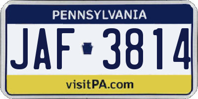 PA license plate JAF3814