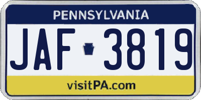 PA license plate JAF3819
