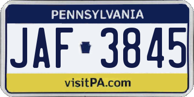 PA license plate JAF3845