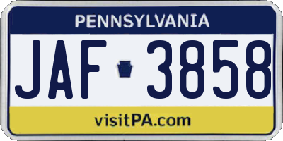 PA license plate JAF3858