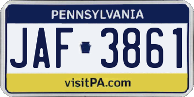 PA license plate JAF3861