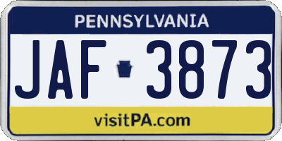 PA license plate JAF3873