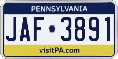 PA license plate JAF3891