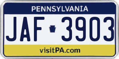 PA license plate JAF3903