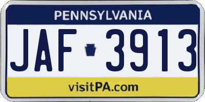 PA license plate JAF3913