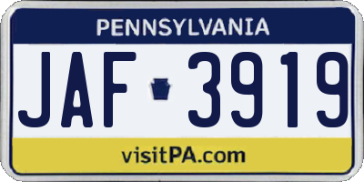 PA license plate JAF3919