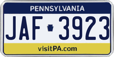 PA license plate JAF3923
