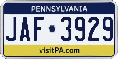 PA license plate JAF3929