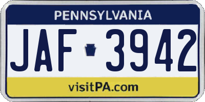 PA license plate JAF3942
