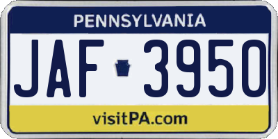 PA license plate JAF3950