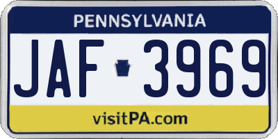 PA license plate JAF3969