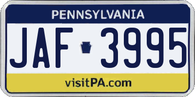 PA license plate JAF3995