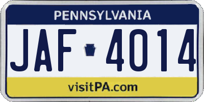 PA license plate JAF4014