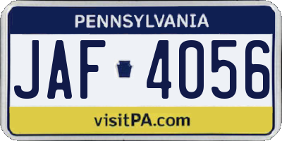 PA license plate JAF4056