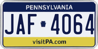PA license plate JAF4064