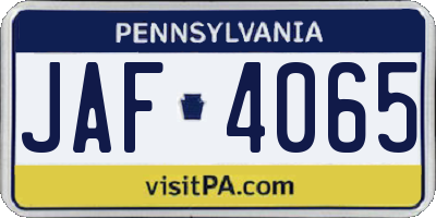 PA license plate JAF4065