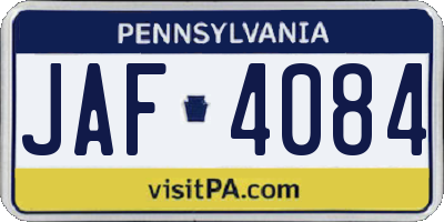 PA license plate JAF4084