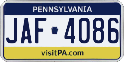 PA license plate JAF4086