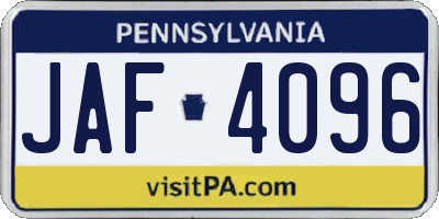 PA license plate JAF4096