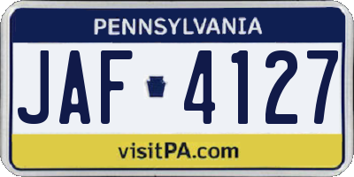 PA license plate JAF4127