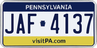 PA license plate JAF4137