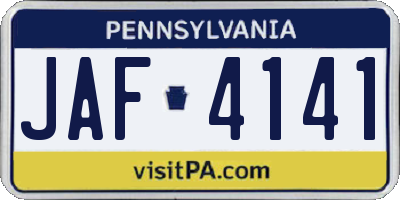 PA license plate JAF4141