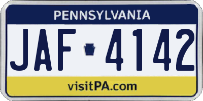 PA license plate JAF4142