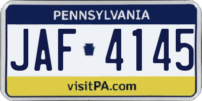 PA license plate JAF4145