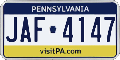 PA license plate JAF4147
