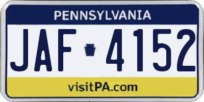 PA license plate JAF4152
