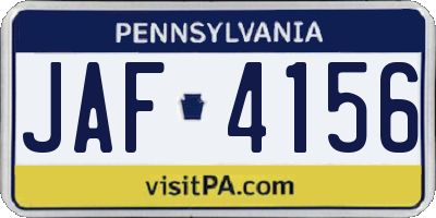 PA license plate JAF4156