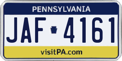 PA license plate JAF4161