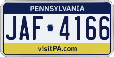 PA license plate JAF4166