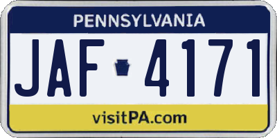 PA license plate JAF4171