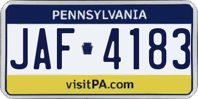 PA license plate JAF4183