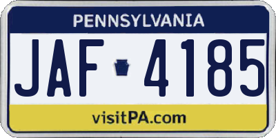 PA license plate JAF4185