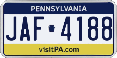 PA license plate JAF4188