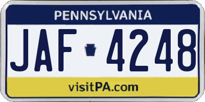 PA license plate JAF4248