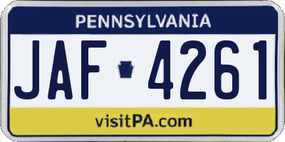 PA license plate JAF4261